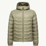 Aleso Hooded Geometric-Quilted Short Down Jacket