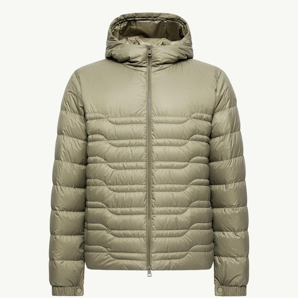 Aleso Hooded Geometric-Quilted Short Down Jacket