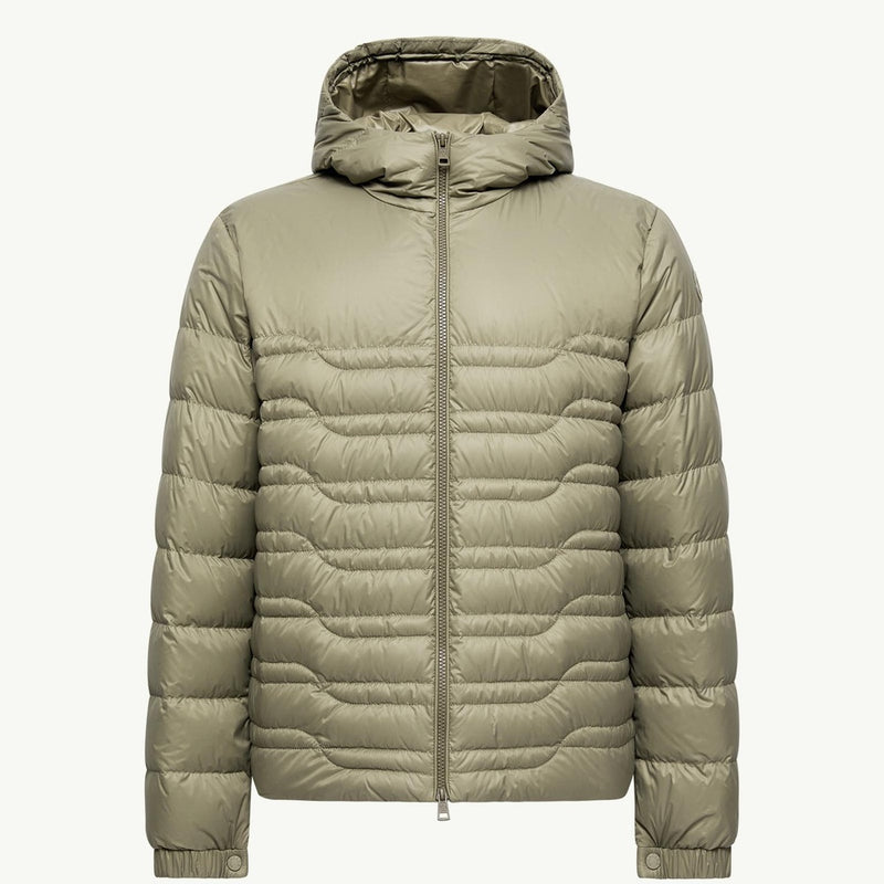 Aleso Hooded Geometric-Quilted Short Down Jacket