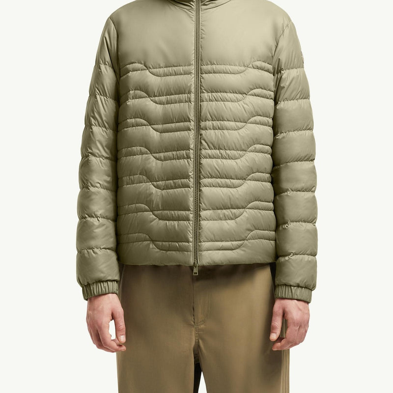 Aleso Hooded Geometric-Quilted Short Down Jacket