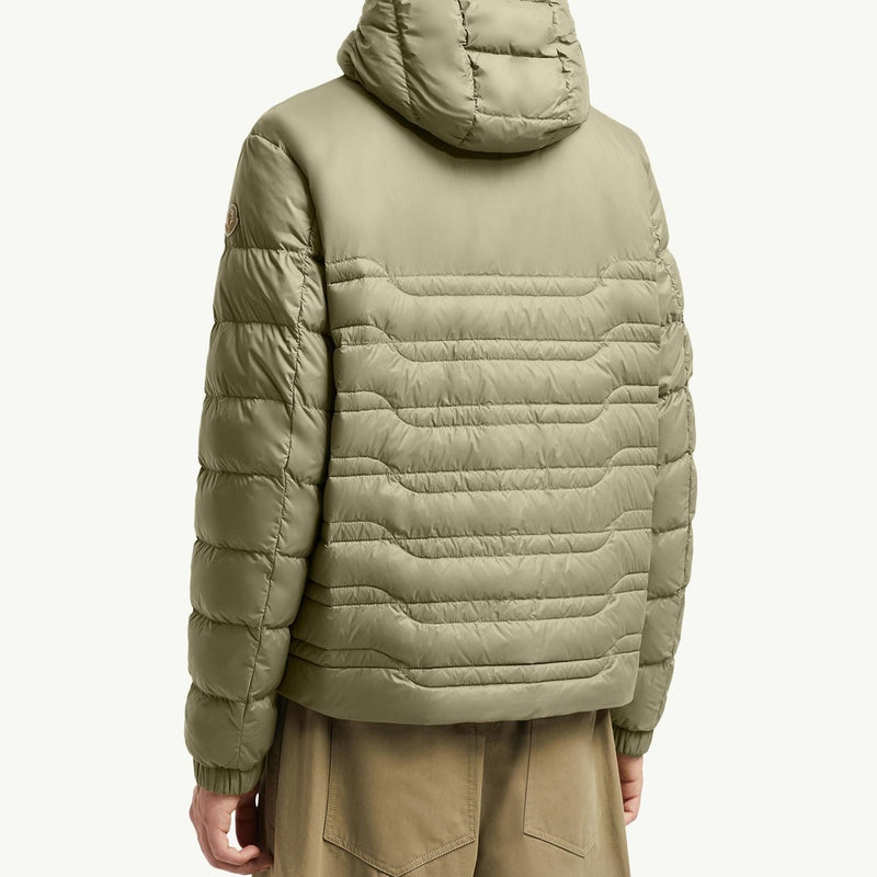 Aleso Hooded Geometric-Quilted Short Down Jacket