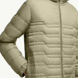 Aleso Hooded Geometric-Quilted Short Down Jacket