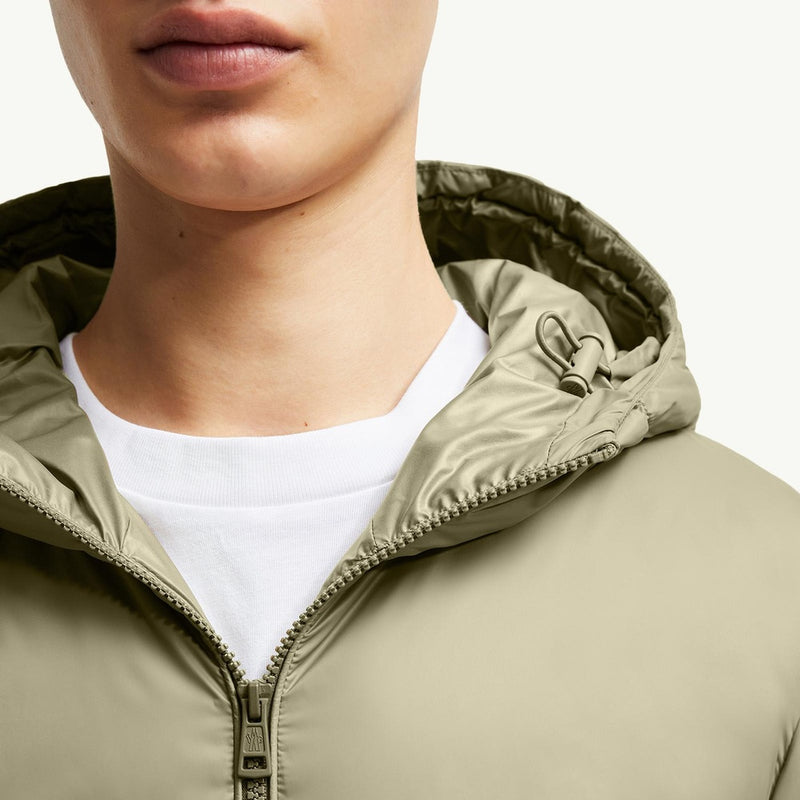 Aleso Hooded Geometric-Quilted Short Down Jacket
