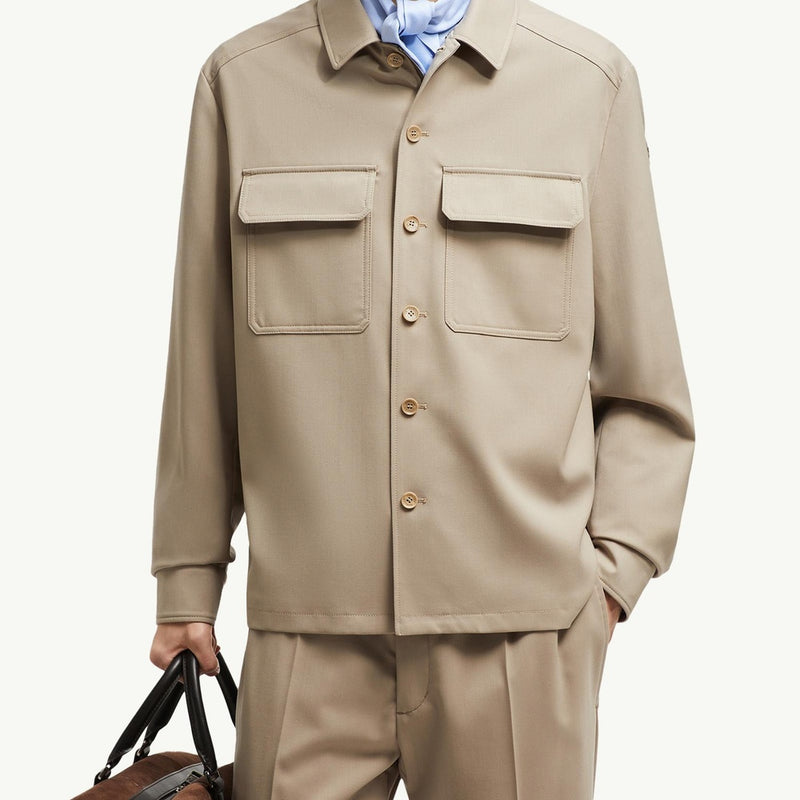 Wool Gabardine Long Sleeve Shirt