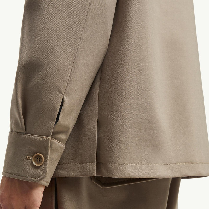 Wool Gabardine Long Sleeve Shirt