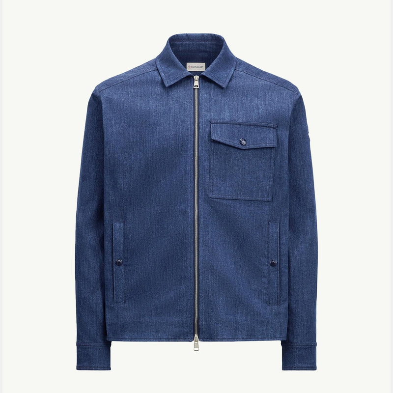 Denim Long Sleeve Zip-Up Shirt