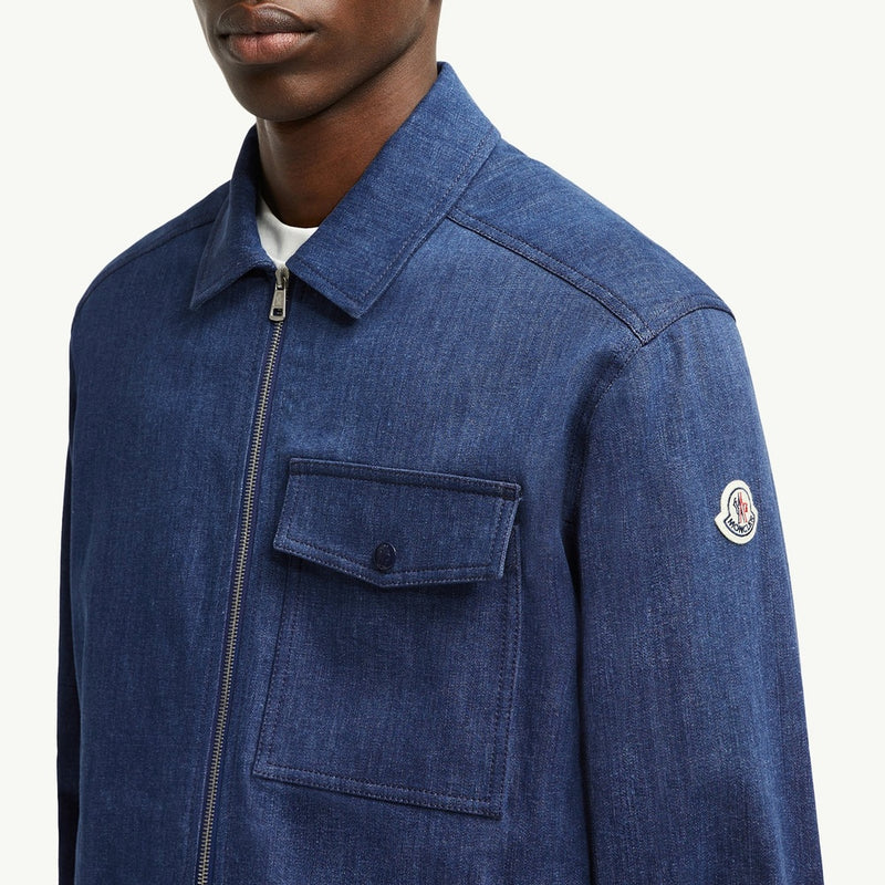 Denim Long Sleeve Zip-Up Shirt