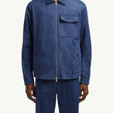 Denim Long Sleeve Zip-Up Shirt