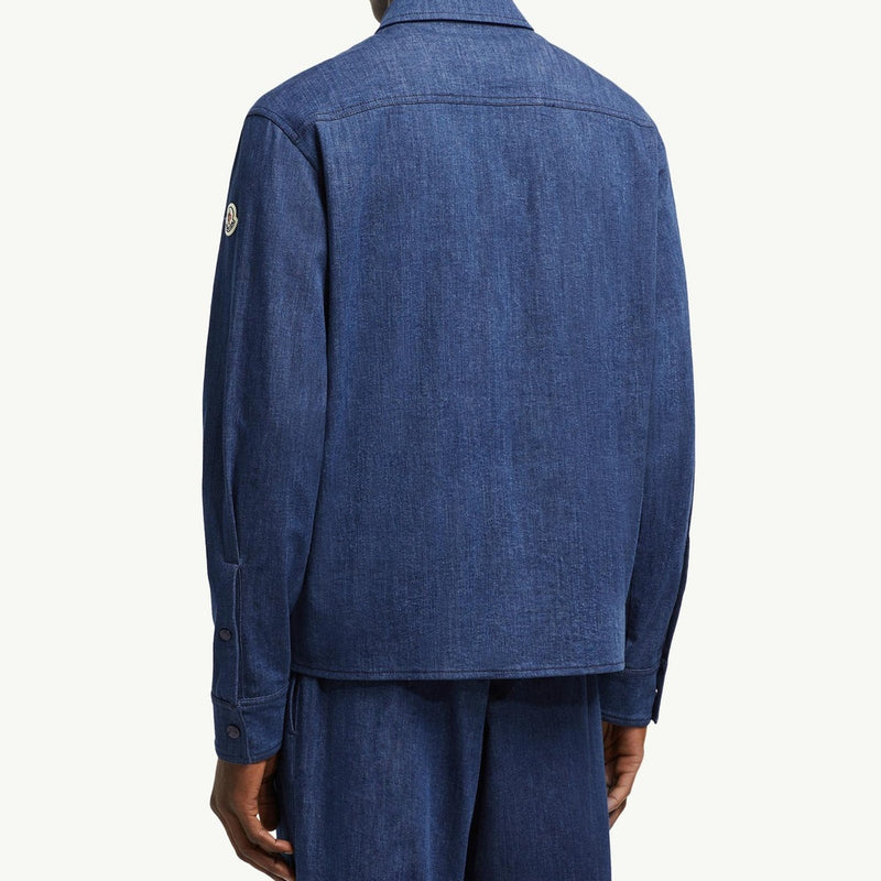 Denim Long Sleeve Zip-Up Shirt