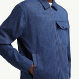 Denim Long Sleeve Zip-Up Shirt