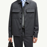 Wool Gabardine Long Sleeve Shirt