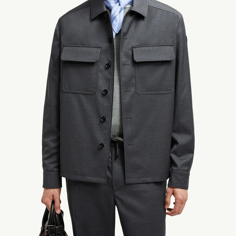 Wool Gabardine Long Sleeve Shirt