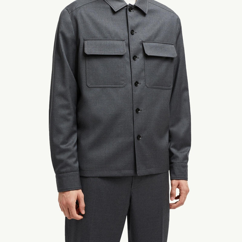 Wool Gabardine Long Sleeve Shirt