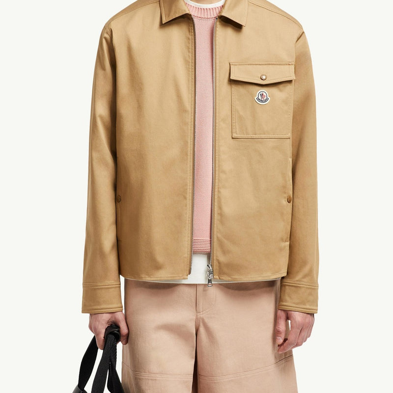 Cotton Gabardine Zip-Up Shirt Jacket