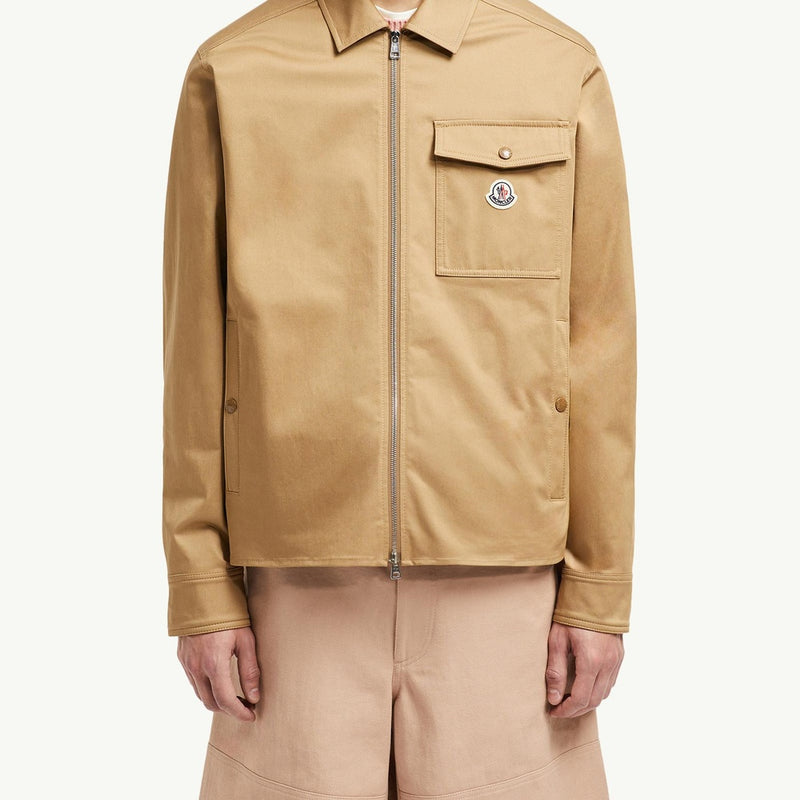 Cotton Gabardine Zip-Up Shirt Jacket