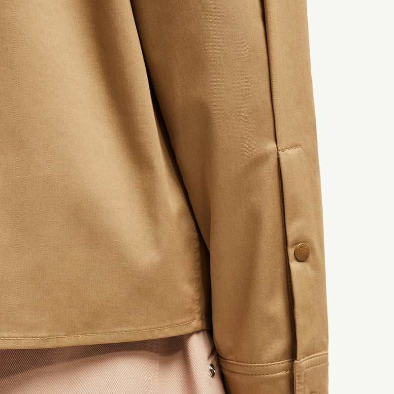 Cotton Gabardine Zip-Up Shirt Jacket