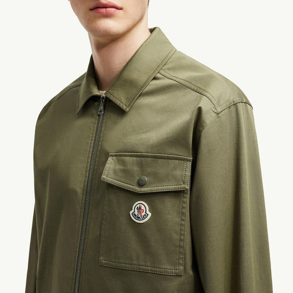 Cotton Gabardine Zip-Up Shirt Jacket