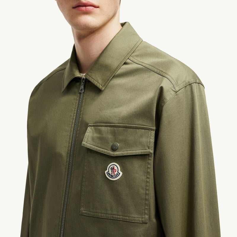Cotton Gabardine Zip-Up Shirt Jacket