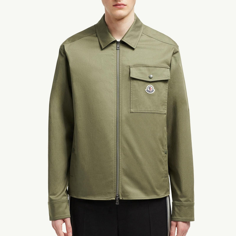 Cotton Gabardine Zip-Up Shirt Jacket
