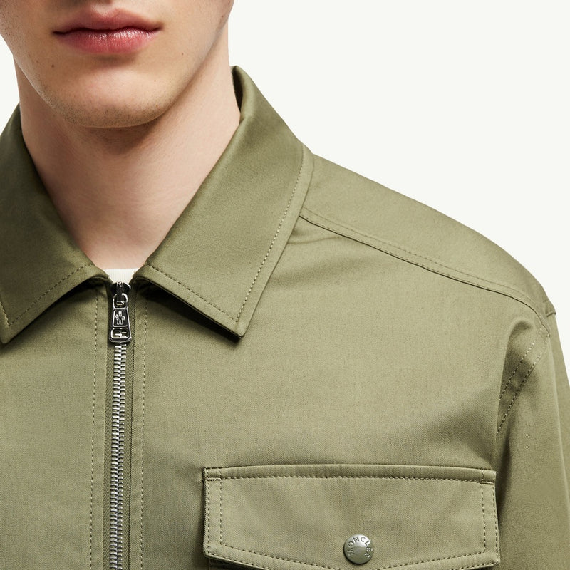 Cotton Gabardine Zip-Up Shirt Jacket
