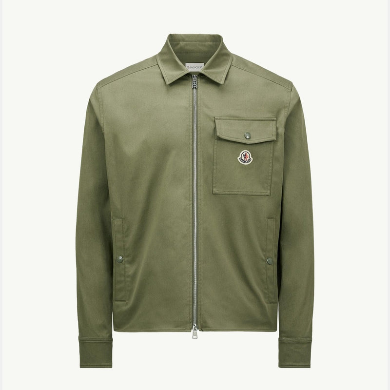 Cotton Gabardine Zip-Up Shirt Jacket