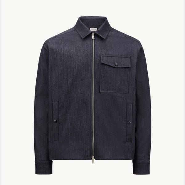 Denim Long Sleeve Zip-Up Shirt