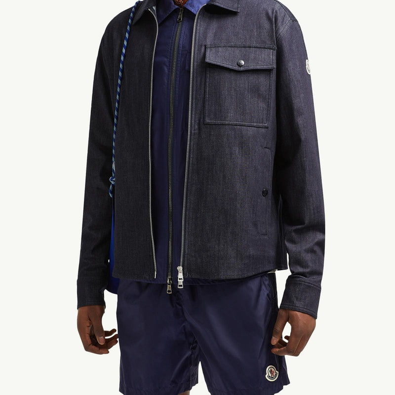 Denim Long Sleeve Zip-Up Shirt