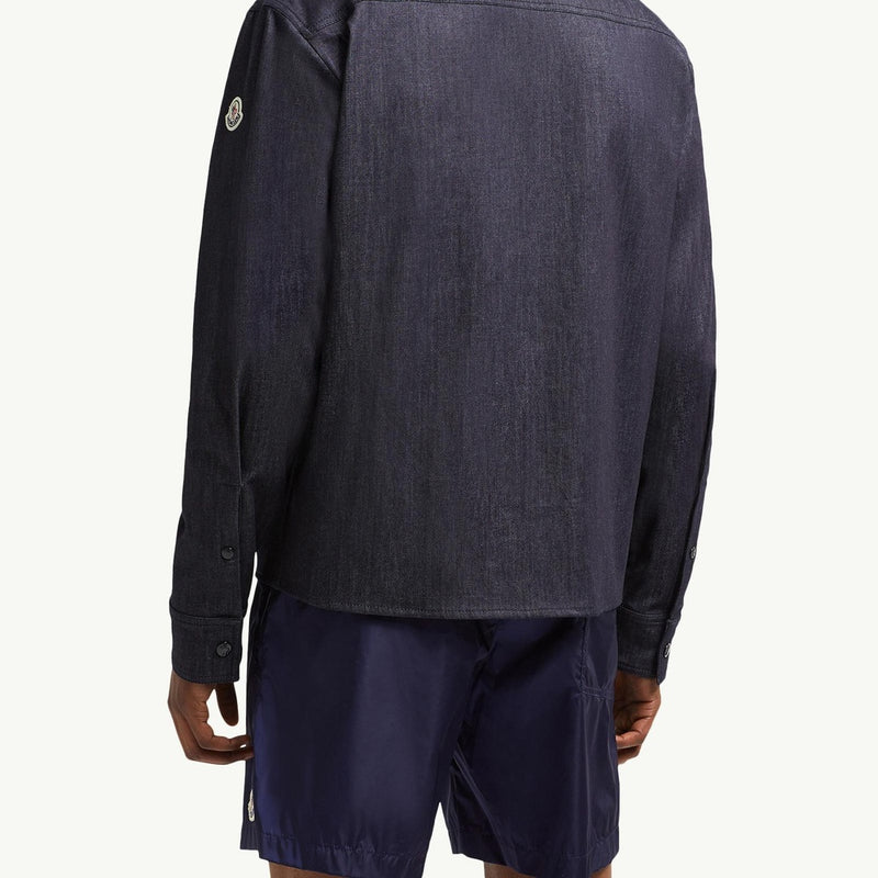 Denim Long Sleeve Zip-Up Shirt