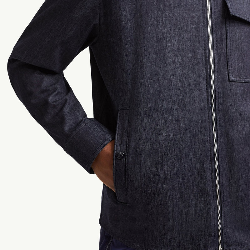 Denim Long Sleeve Zip-Up Shirt