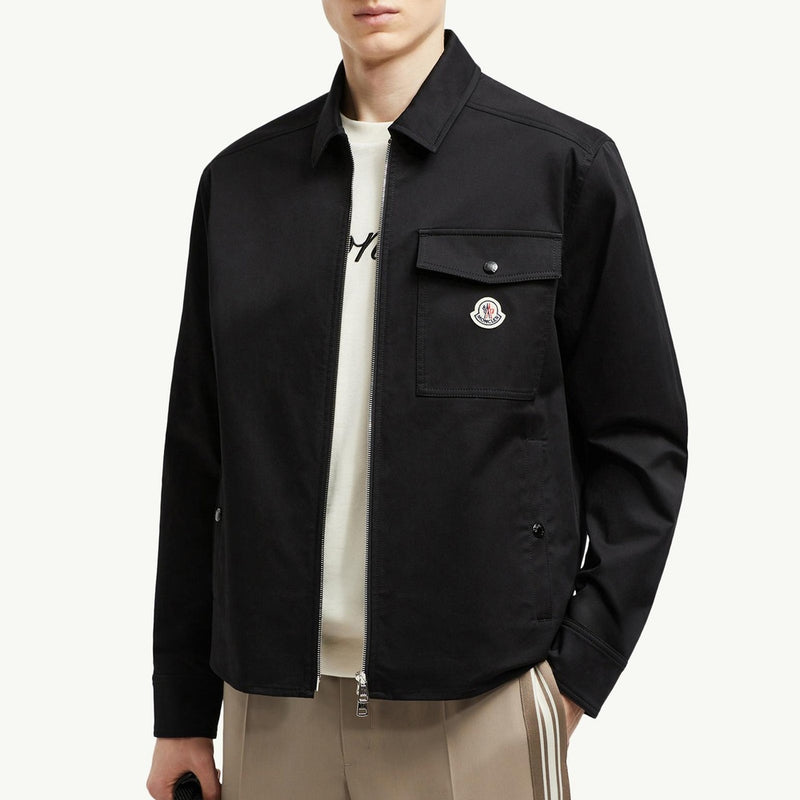 Cotton Gabardine Zip-Up Shirt Jacket
