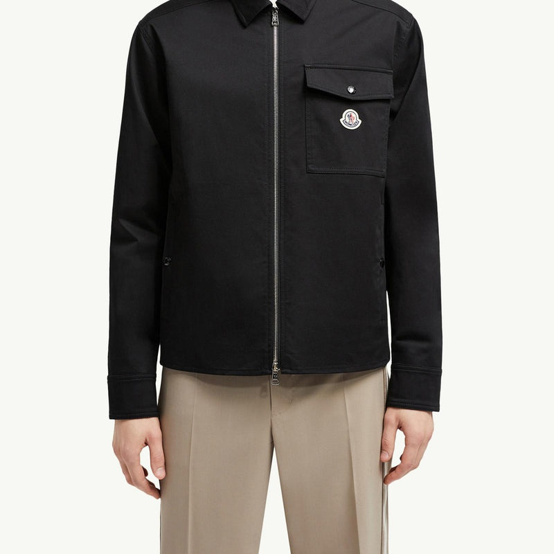 Cotton Gabardine Zip-Up Shirt Jacket