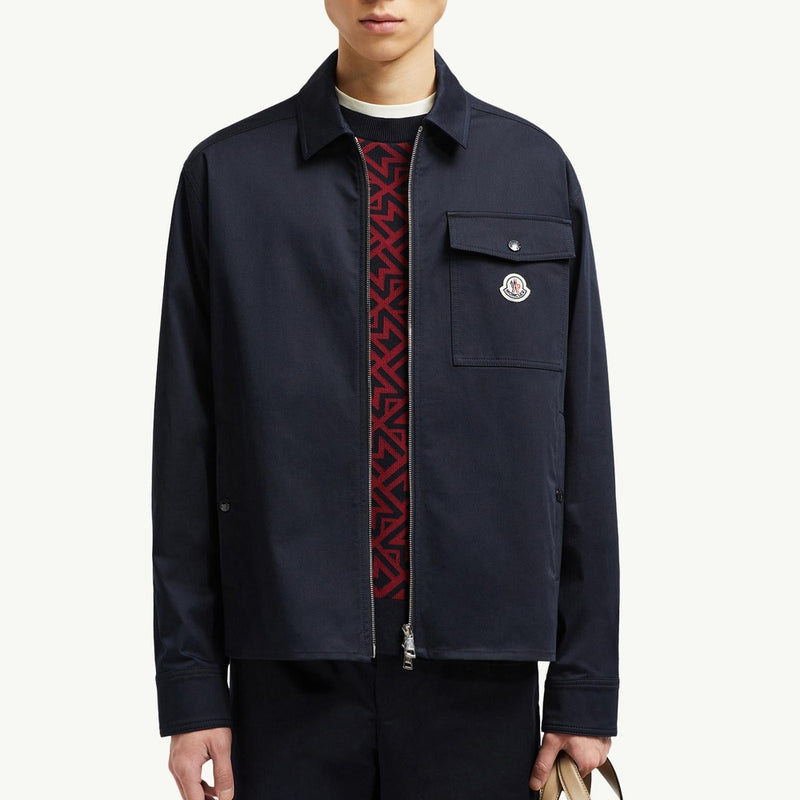 Cotton Gabardine Zip-Up Shirt Jacket