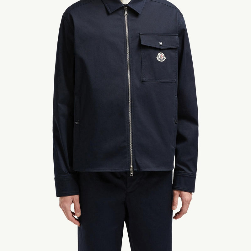 Cotton Gabardine Zip-Up Shirt Jacket