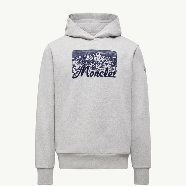 Embroidered Mountain Logo Cotton Hoodie