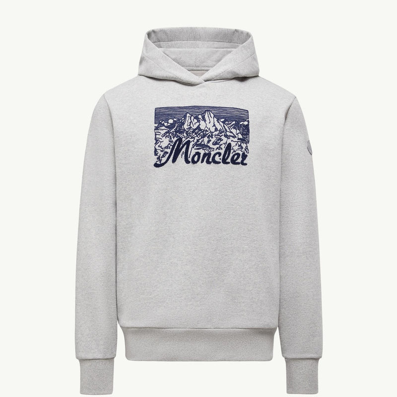 Embroidered Mountain Logo Cotton Hoodie