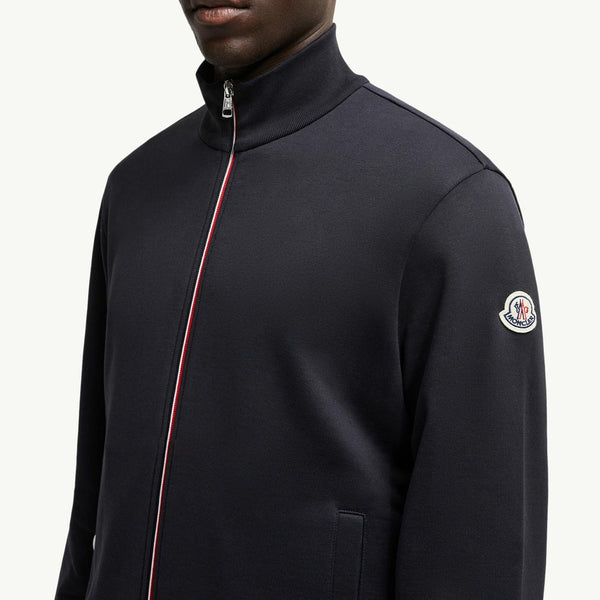 Tricolor-Trimmed Cotton Zip-Up Sweatshirt