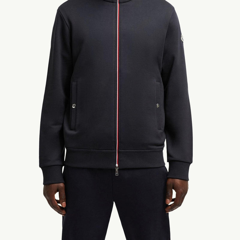 Tricolor-Trimmed Cotton Zip-Up Sweatshirt