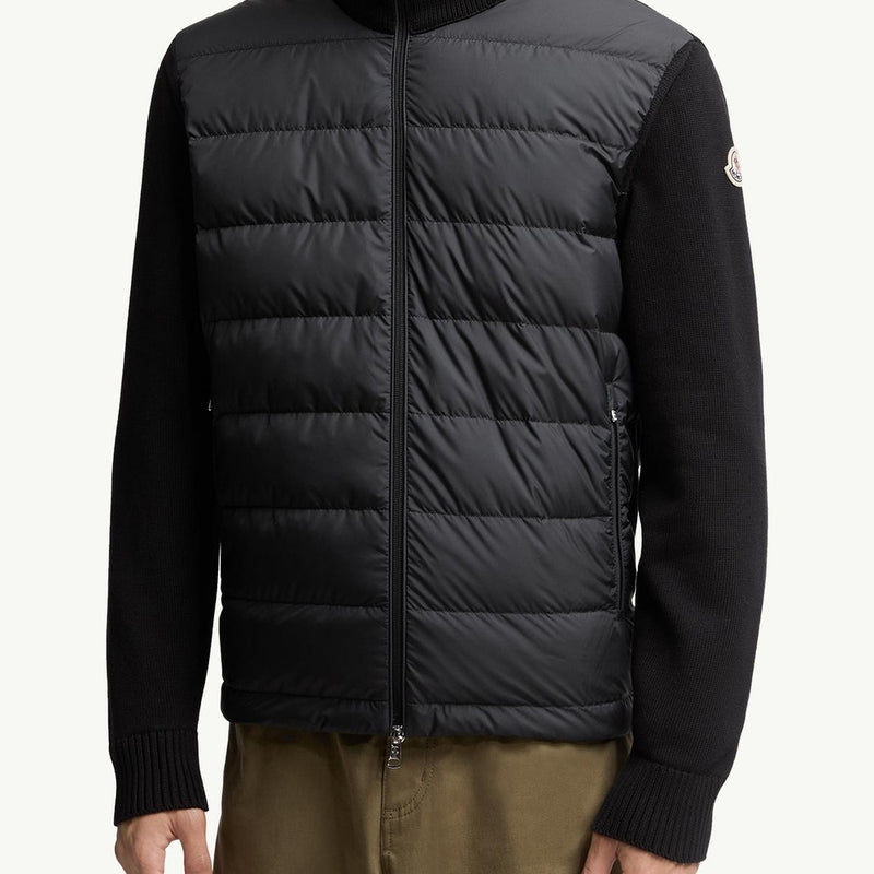 Padded Zip-Up Cotton Cardigan