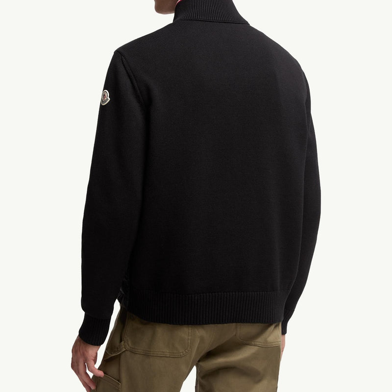 Padded Zip-Up Cotton Cardigan