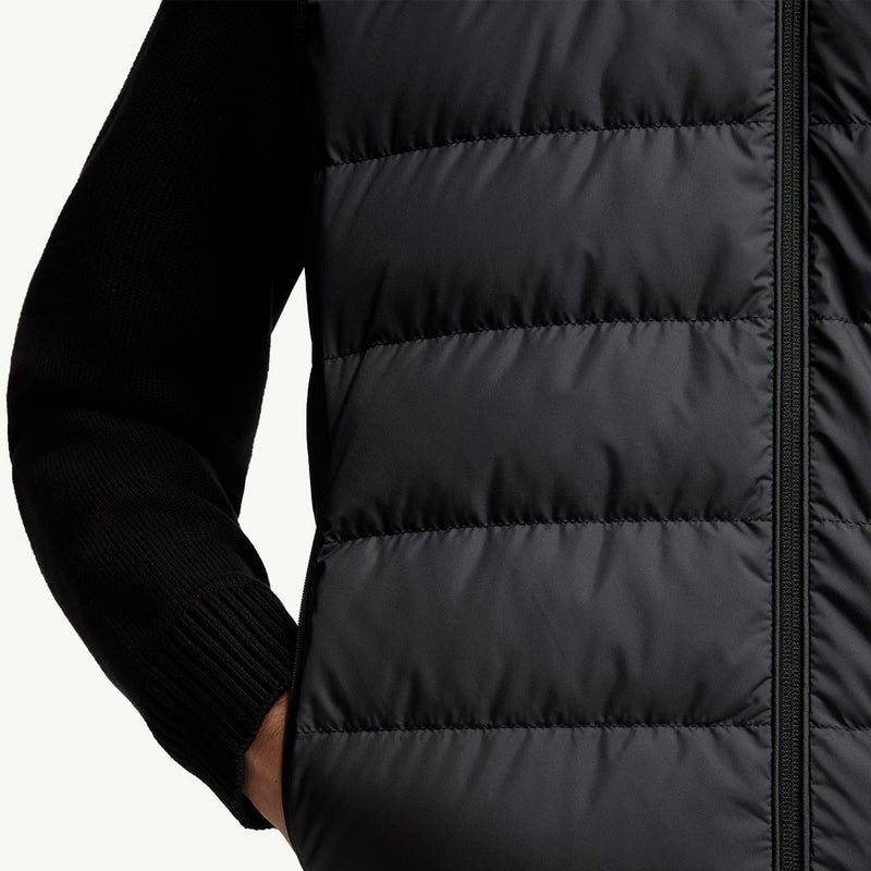 Padded Zip-Up Cotton Cardigan