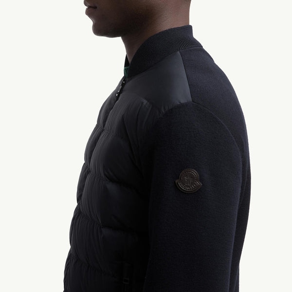 Padded Wool Zip-Up Cardigan