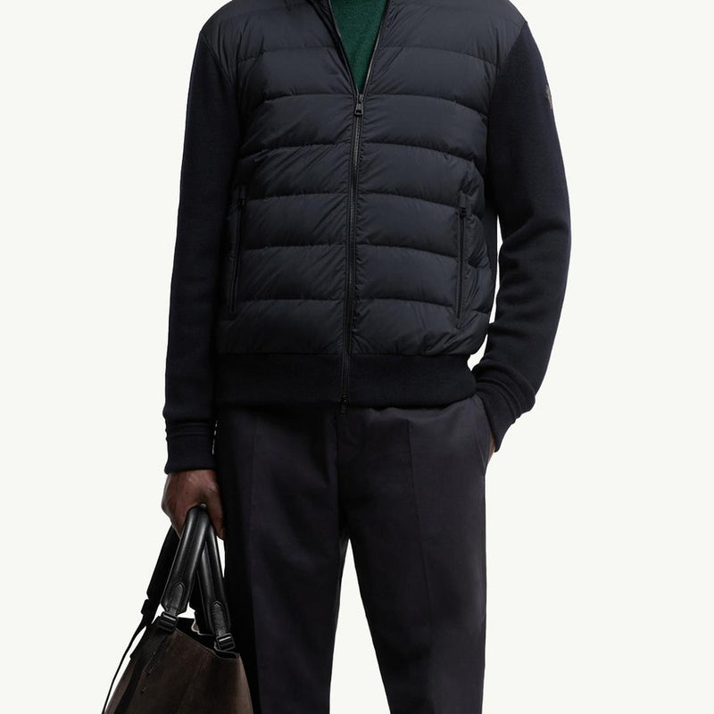 Padded Wool Zip-Up Cardigan