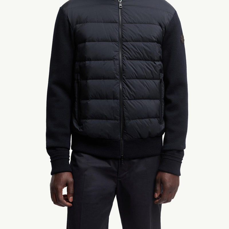 Padded Wool Zip-Up Cardigan