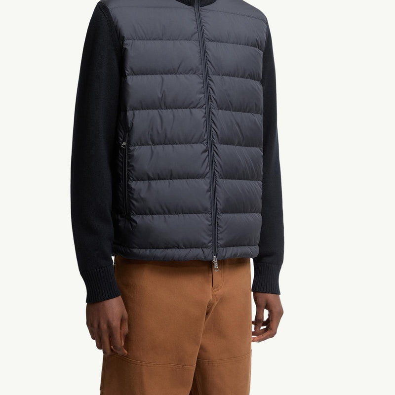 Padded Zip-Up Cotton Cardigan