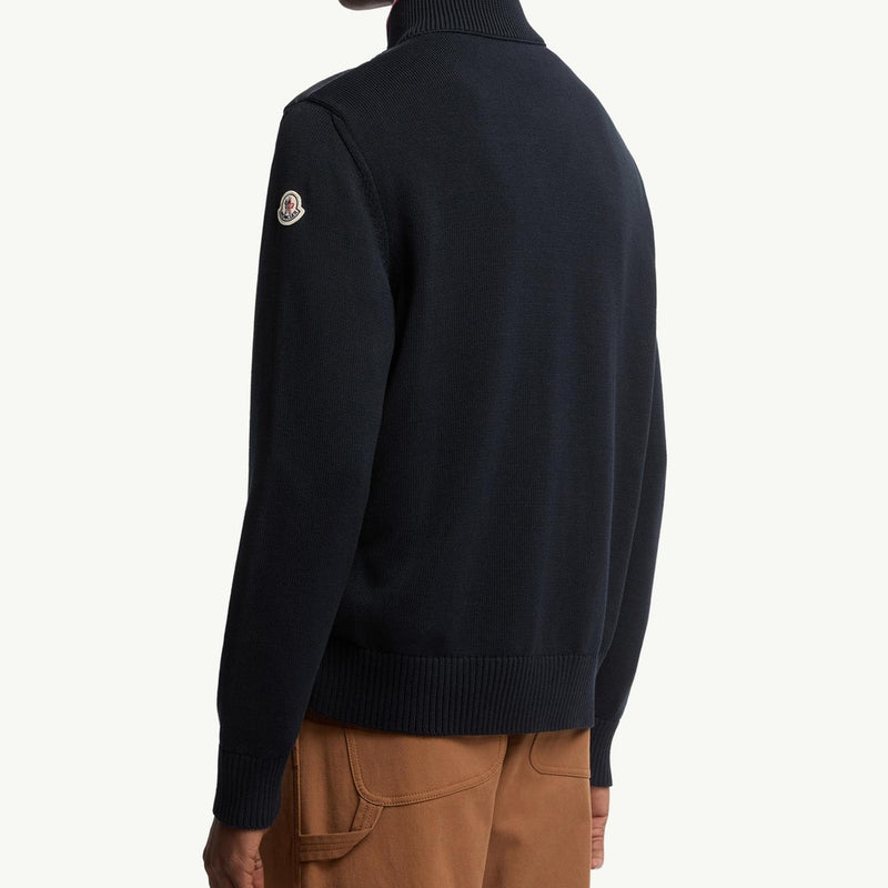 Padded Zip-Up Cotton Cardigan