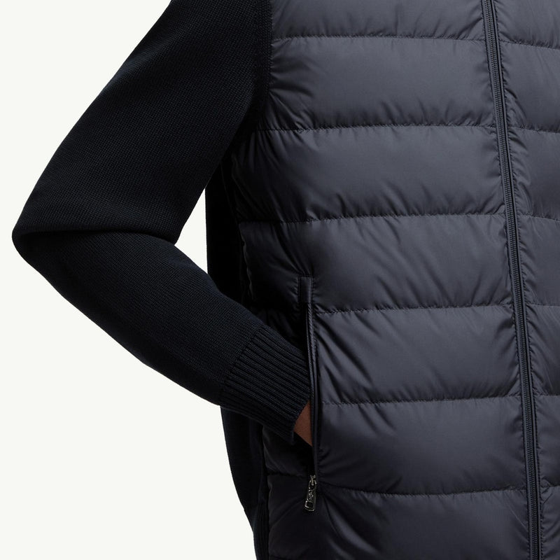 Padded Zip-Up Cotton Cardigan