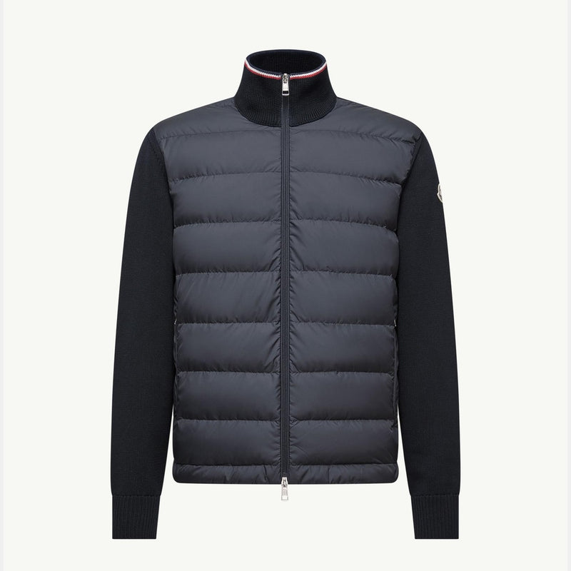 Padded Zip-Up Cotton Cardigan