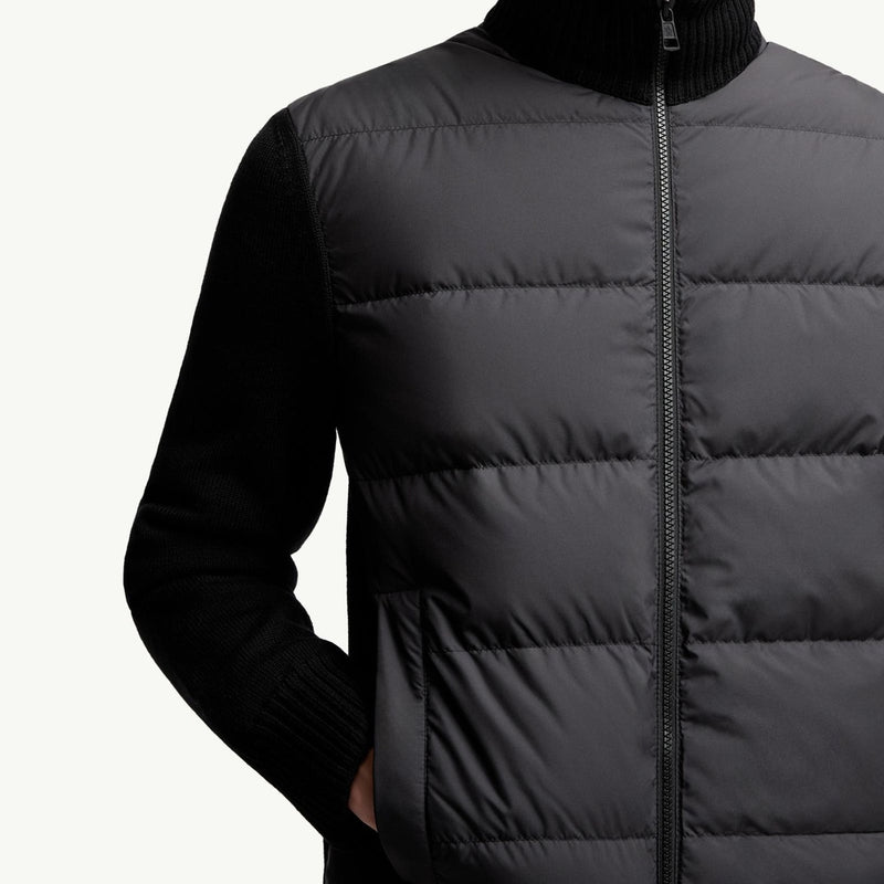 Padded Wool Zip-Up Cardigan