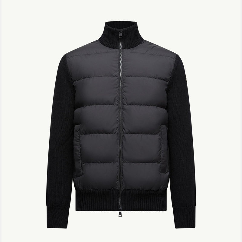 Padded Wool Zip-Up Cardigan