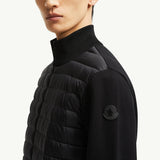 Padded Crepe Cotton Zip-Up Cardigan